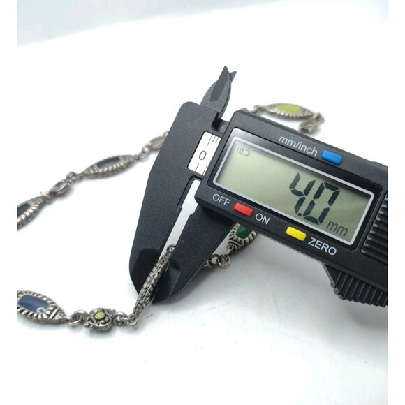 Sterling Silver 18" Necklace 63g Southwestern Enamel Bead 8.6mm Toggle Pendant - Picture 15 of 16